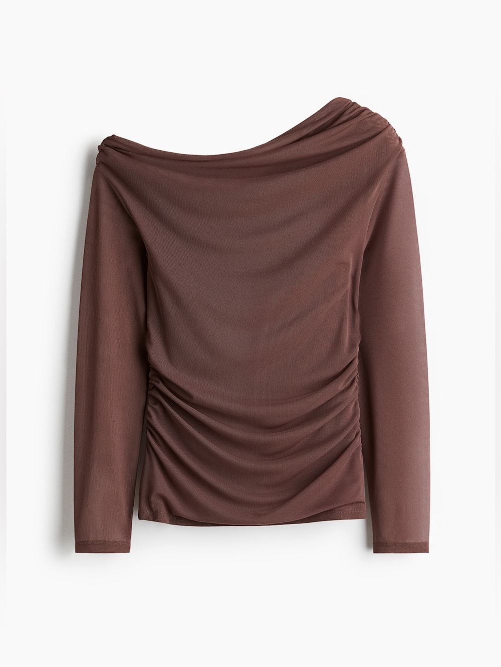 NWT - H&M One Shoulder Brown Mesh Top